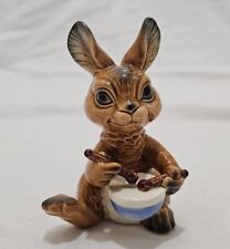Vintage Goebel Brown Porcelain Drumming Rabbit Bunny Figurine W. Germany  4.25