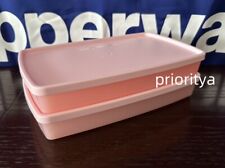 Tupperware Freezer Mates Plus Snowflake Rectangular Deli Container 2.5c Pink Set picture