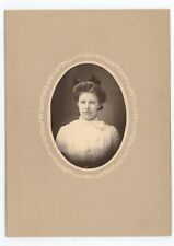 Antique c1880s 4.25X6 in Cabinet Card Beautiful Young Woman With Bow Fosston, MN picture