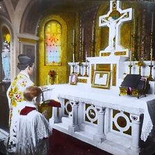 Priest Arriving At the Altar, Sacrifice of Mass, 1917 Magic Lantern Glass Slide picture