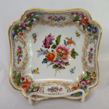Antique Dresden Germany HAND PAINTED Porcelain Reticulated Flowers Empress Bowl picture