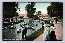 Detroit MI-Michigan, Grand Canal Belle Isle, Antique Vintage Souvenir Postcard picture