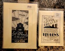 2 original vintage 1930s ads NYC iconic landmarks, mounted on cards w/ envelopes picture