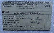 1939 Boston University Tuition Bill Stub  picture
