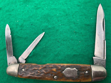 💯1878-1932 NEW YORK KNIFE CO. WALDEN  3 Bld WHITTLER BEAUTIFUL BONE NONE BETTER picture