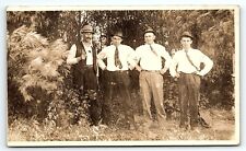 c1910 INTERESTING PHOTO 4 WELL DRESSED MEN HATS TIES VELOX RPPC POSTCARD P2769 picture