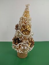 Vintage Bottle Brush Christmas Tree Glitter Cream Mica 9
