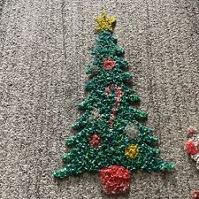 Vintage Melted Plastic Popcorn Christmas Tree 2ft Hanging Home Decor Xmas Retro picture
