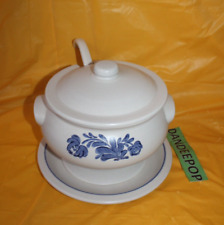 Vintage Pfaltzgraff  16OY Large Soup Tureen With Ladle And Plate Blue Gray picture