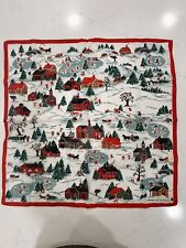 Vintage 1977 Glentex Scarf Bandana Christmas Holiday Winter Small Town Scene picture