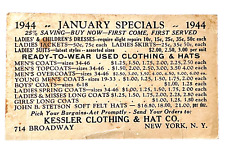 Kessler Clothing & Hat Co. New York NY Original 1944 Rare Advertising Postcard picture