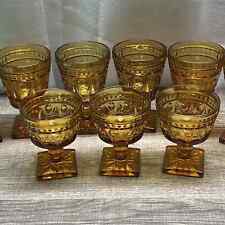VTG Amber Pressed Glass Set 9 pieces picture
