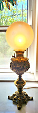 ANTIQUE BRADLEY & HUBBARD ORNATE Brass Banquet Parlor Lamp w/ Cherubs Floral picture