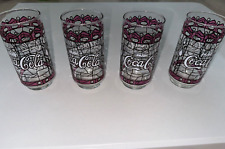 Vintage 12 Ounce Coca Cola Glass Clear stain glass pattern picture