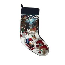 Lands' End Needlepoint Christmas Stocking Mushrooms and Gnome picture