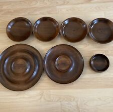 VTG 7 Pc Lot of Mid Century Solid Wood Trays &Bowls Vermont Woodware Vermillion picture