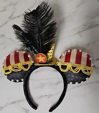VINTAGE DISNEY MICKEY MOUSE EARS HEADBAND BAND DIRECTOR FEATHERS PEARLS TOP HAT picture