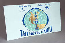 TRADIO HOTEL RADIO COIN OPERATED TUBE RADIO WATER SLIDE DECAL LIGHT BLUE2 picture