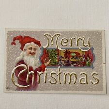 Antique Postcard Foil Embossed Christmas Beautiful Odd Lions Mane Santa 250 C picture