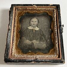 Antique Daguerreotype Beautiful Lovely Woman Gold Tinted Jewelry picture