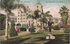 Santa Barbara CA 1911 Hand Colored Albertype Arlington Hotel Pastel Sky Benton picture