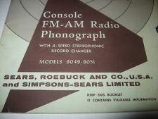 Vintage SILVERTONE SEARS PHONOGRAPH Manual Booklet 9049 9051 Authentic Original  picture