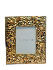 Vintage Silvestri Handcrafted Gilt Gold Ornate Cherub 5x7 photo frame with stand picture