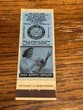 1941 Chesapeake Beach MD Adv Matchbook Miss Happy Angler Photo Fishing Fair WoW picture