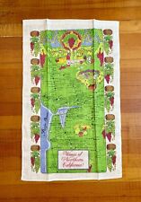 Wines of Northern California Wineries Vintage Linen Tea Towel-Map picture