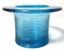 Vintage McKee Top Hat Toothpick Cigarette Holder Turquoise Blue Glass Ribbed picture