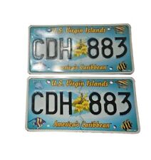 Pair US Virgin Islands Caribbean License Plate Tag CDH 883 picture