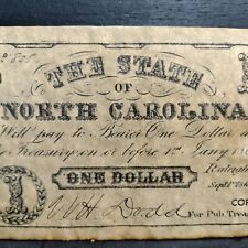 1862 STATE OF NORTH CAROLINA • ONE DOLLAR BILL • VINTAGE REPLICA FOR DISPLAY picture