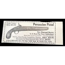 E & M Firearms Mini Print Ad Vintage 1962 Percussion Pistol Gun Studio City CA picture
