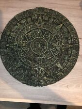 Vintage Aztec Mayan Calendar Sun Stone Malachite Green 11