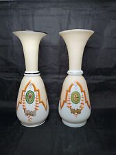 Antique French Opaline ? Victorian Bristol Glass Vases Excellent Matched Pr 12