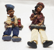 Lot of 2 Vintage Daddy's Figurines Dolls Dangle Legs Sailor Boy Keyboard Girl 90 picture