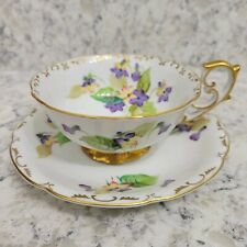 Chubu China Occupied Japan Scalloped Raised Gold Floral Demitasse Cup & Saucer picture