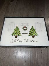 Christmas Greeting Cards Box of 18 Sealed Gold Foil Details Christmas Trees NEW picture