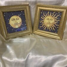 Celestial Sun and Moon Wall Pictures.  Set of 2.  6.8