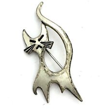 Signed Beau Sterling Silver Cat Pin Brooch Kitty Feline 5.3g picture