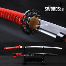 Battle Ready Lucky Red Japanese Samurai Katana Sword Carbon Steel Sharp Blade  picture
