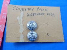 Police Coventry Warwickshire England Silvertone Vintage Button Lot of 2 picture