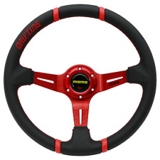 momo 350mm/14'' Red Deep Dish PU Leather Racing Drift Sport Steering Wheel picture
