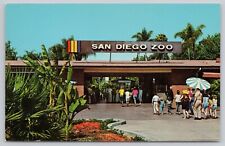 San Diego California, San Diego Zoo Main Entrance & Sign, Vintage Postcard picture