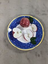 Vintage Majolica Porcelain Wall Plate Relief Apples 7