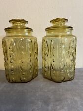 Pair Of 9in Vintage Amber Apothecary Jar picture