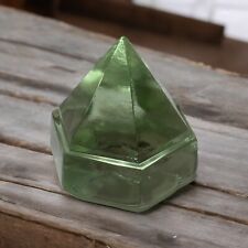 Ship Deck Glass Prism  / Paperweight Solid Green Glass Prism 4.25” X 4.5” picture