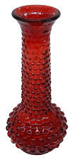 Vintage E.O. Brody Hobnail Ruby Red Flash Glass Bud Vase 7.5