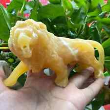1pc Natural Yellow Calcite Quartz Carved Lion Skull Crystal Reiki Healing Decor picture