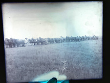 Antique rural Kansas KS farming horses plow 1900's glass photo negative 8x10 picture